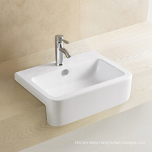 Ceramic Semi-Recessed Basin Hotel Wash Basin Bathroom Basin